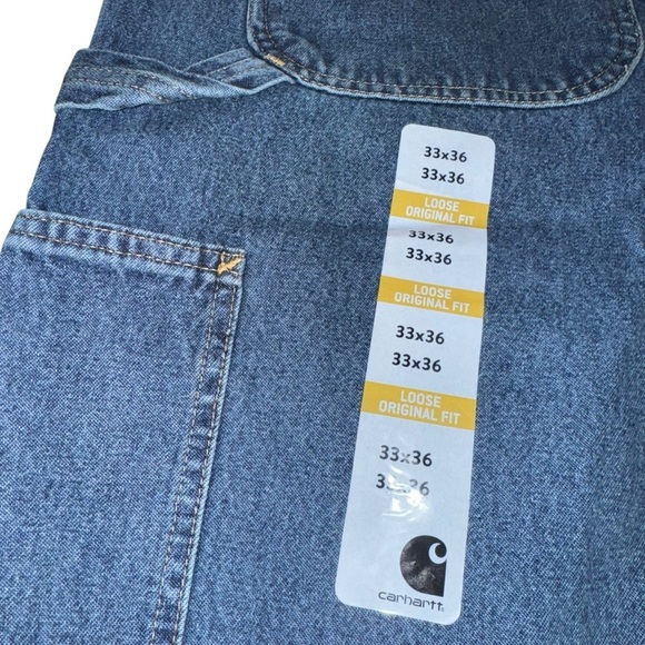 Carhartt Loose Original Fit Work Dungaree Jeans Mens 33x36 NWT Workwear Denim - Picture 5 of 8